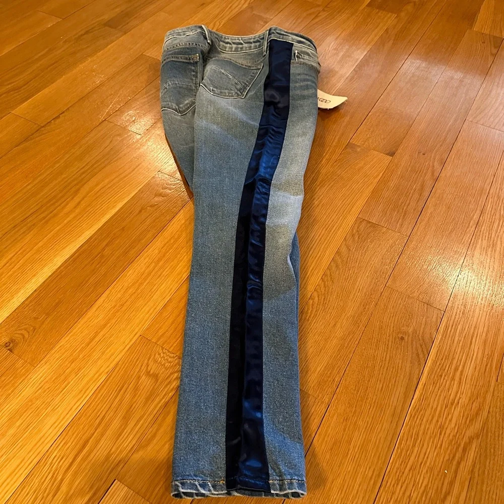 Driftwood Candace Jeans Straight Ankle Length Side Satin Stripe